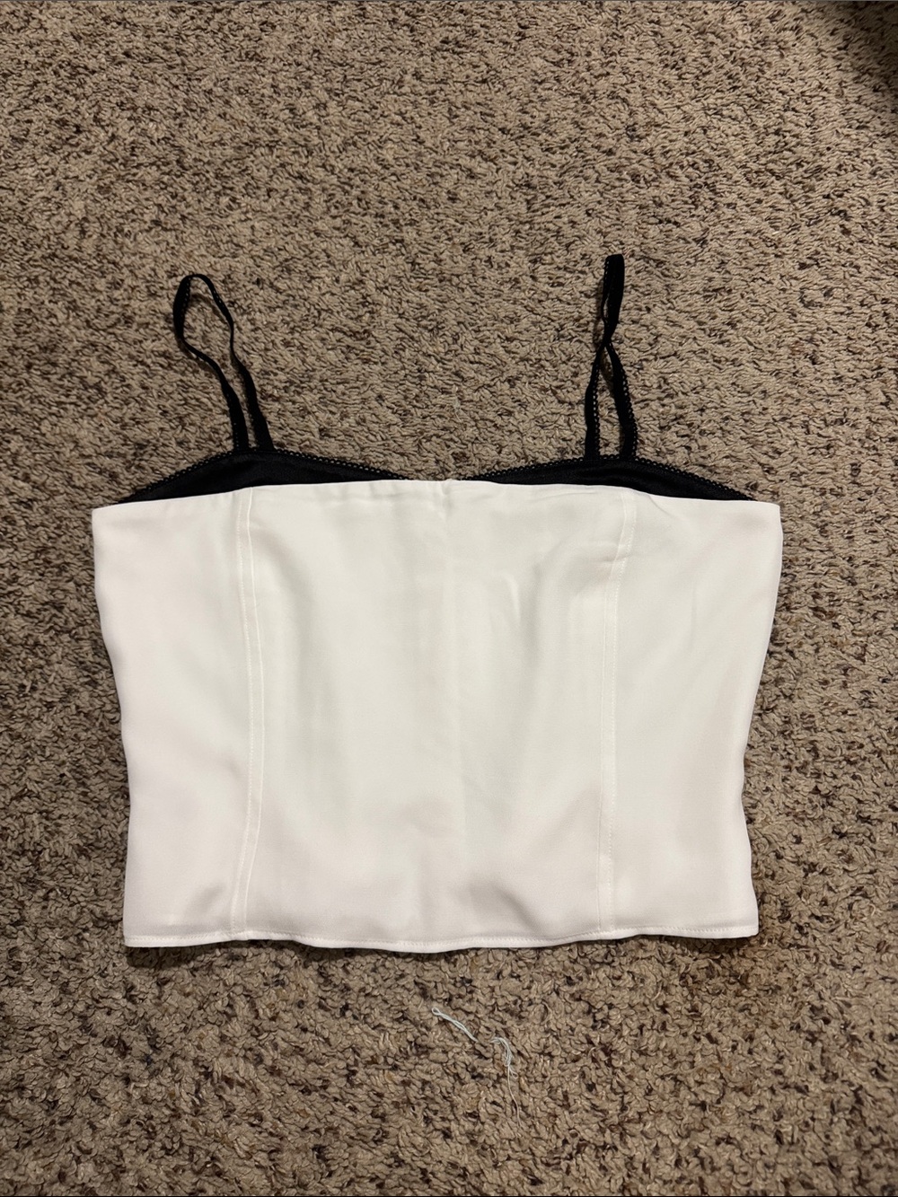 LOFT White Bustier Camisole with Black Straps